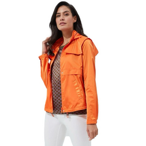 NEW  ETCETERA Taffeta Anorak Jacket in Golden Poppy Orange w/pocket hood Size 8